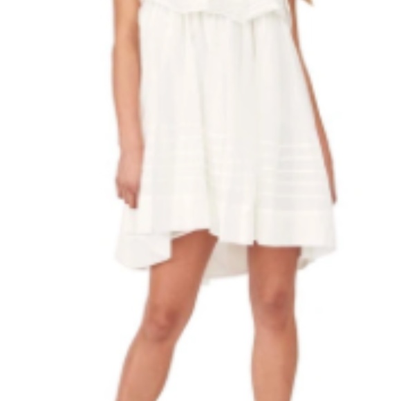 FREE PEOPLE Hailey Mini Dress With Frill Sleeves And Textured Stripe-white M - Picture 6 of 16